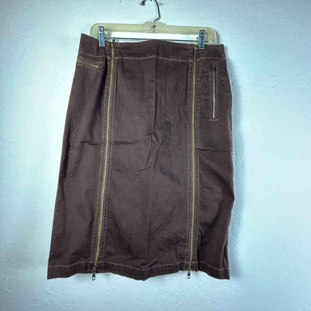 Audrey Talbott Carmel Womens Jean Skirt Size 8 Brown Straight Denim Stretch